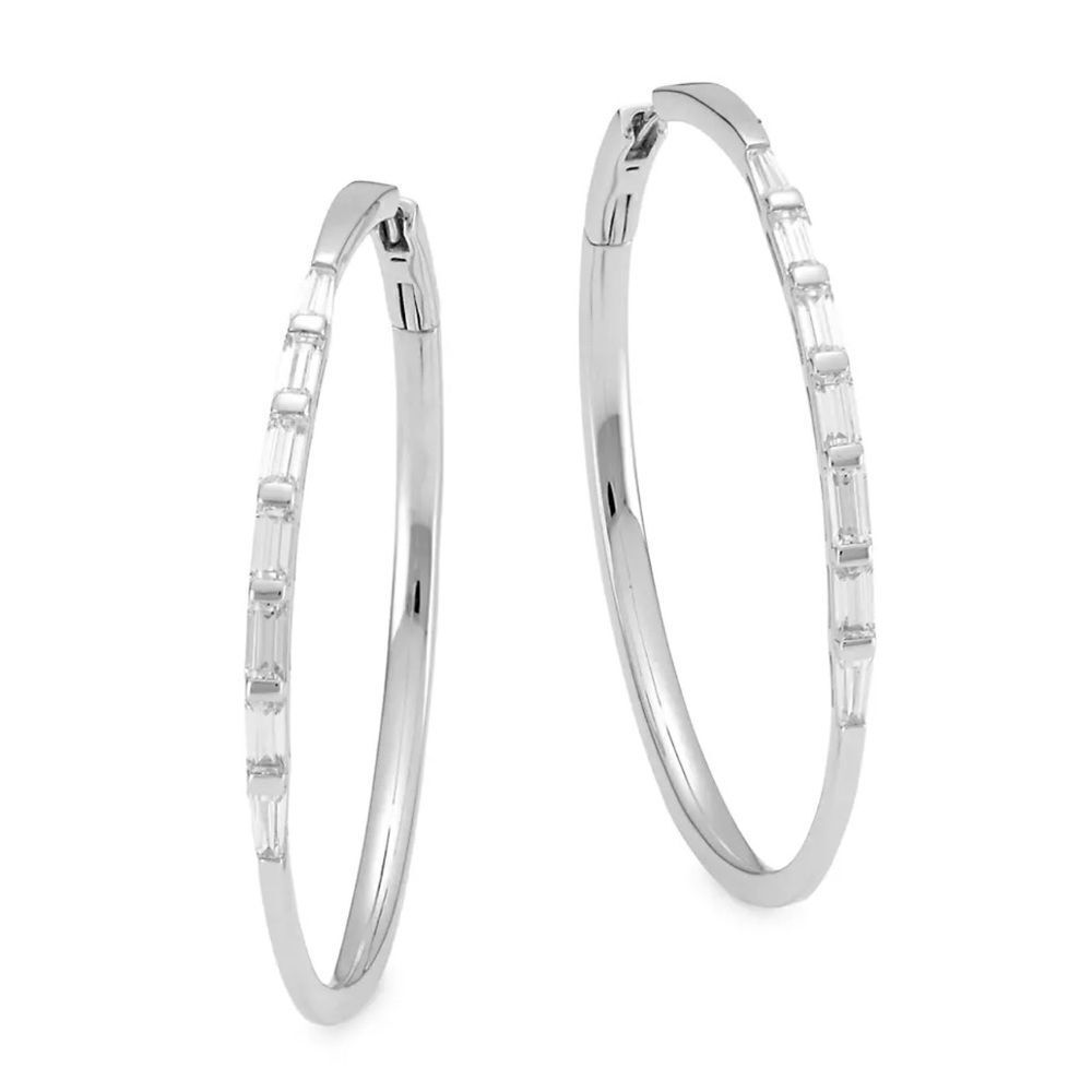 Adriana Orsini Stacked Sterling Silver & Cubic Zirconia Large Hoop Earrings